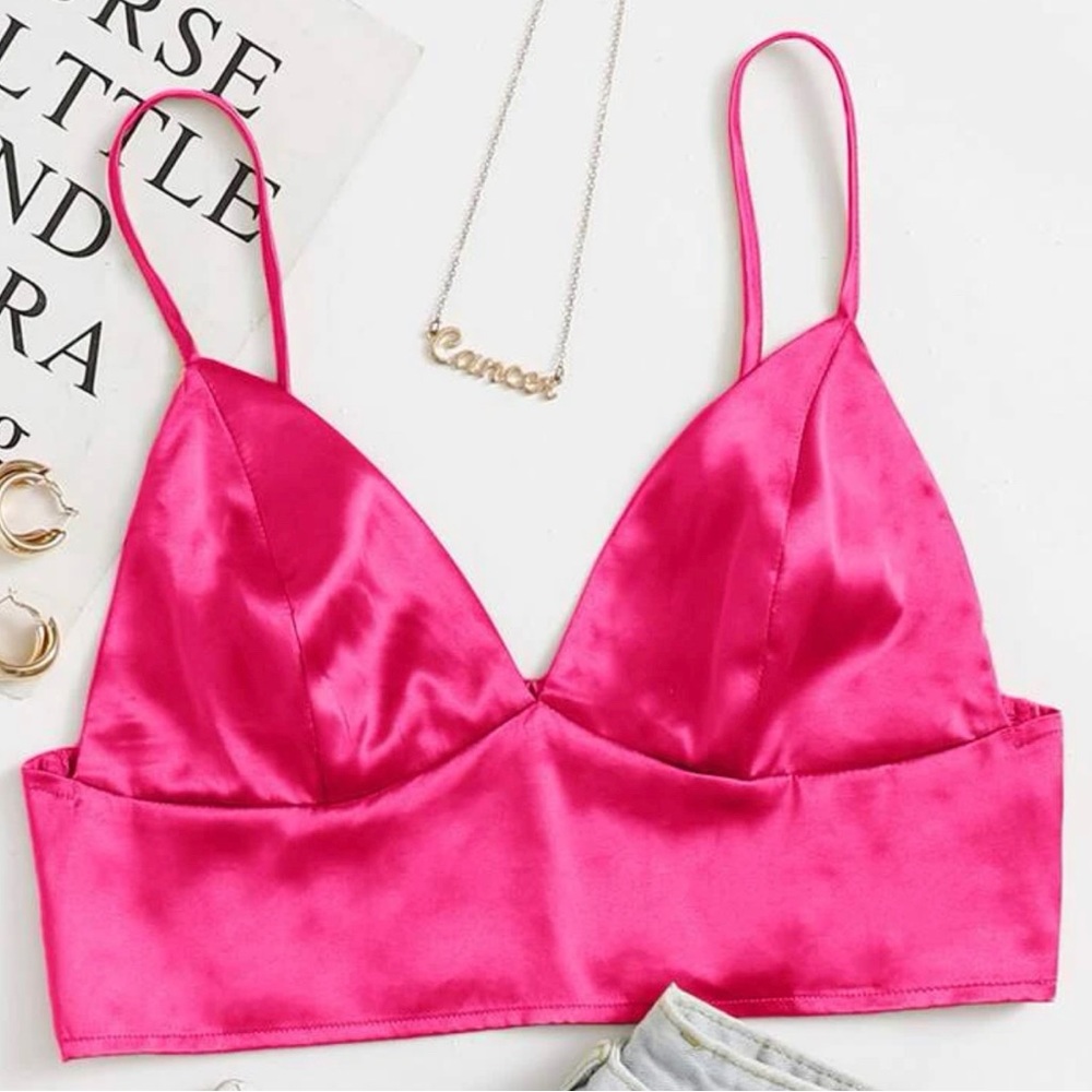 Satin hot pink top